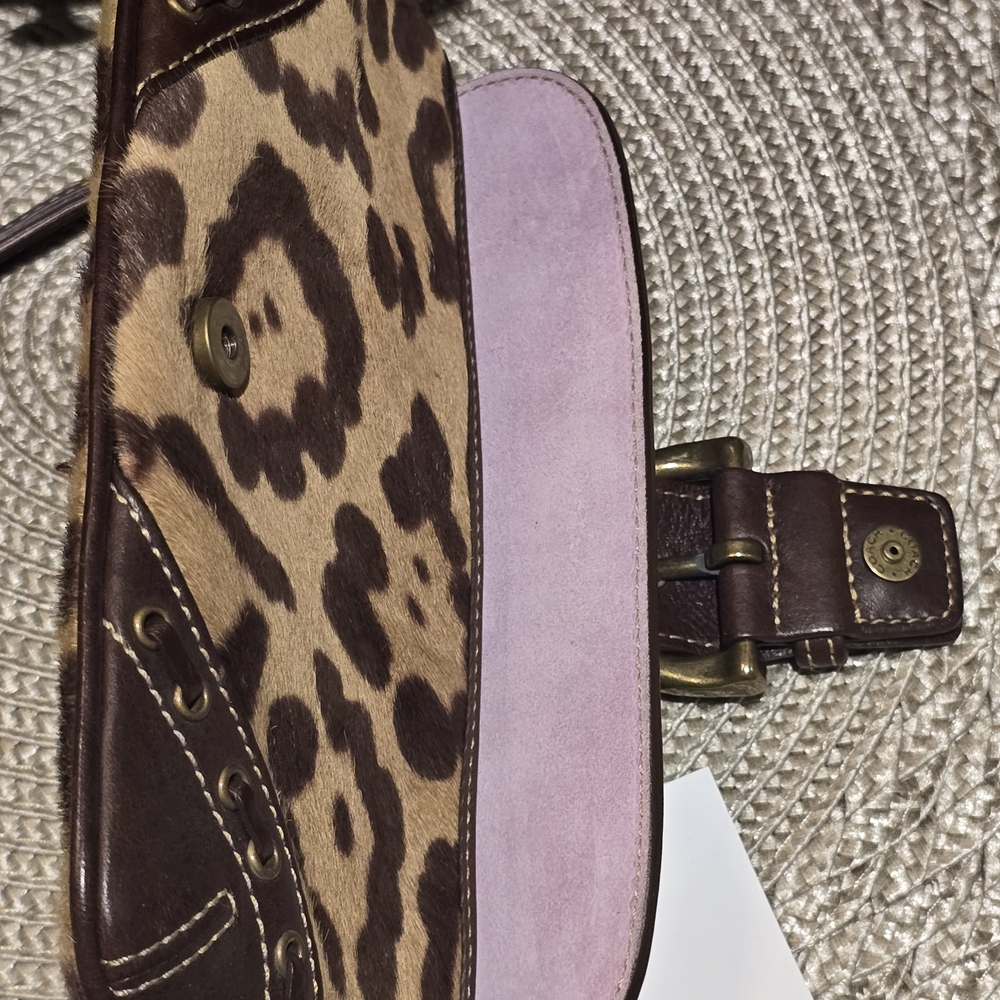 RARE Coach Leopard Print Clutch with Lavendar Suede and Brown Leather Accents - Picture 10 of 15
